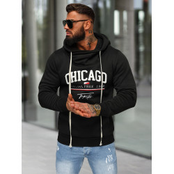Vyriškas juodas džemperis su gobtuvu Chicago