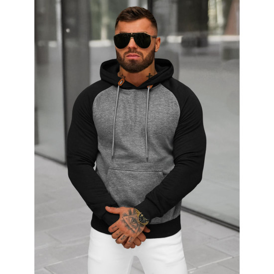 Men's dark grey hooded jumper Aiden JS/8B157/5 - Men's Sweaters| Sweaters online Men's dark grey hooded jumper Aiden JS/8B157/5