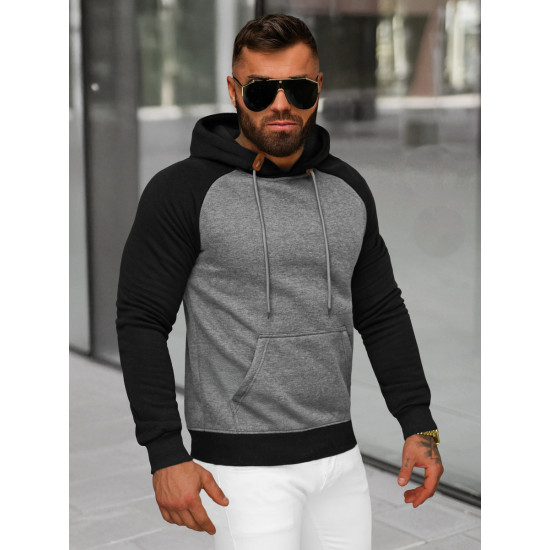 Men's dark grey hooded jumper Aiden JS/8B157/5 - Men's Sweaters| Sweaters online Men's dark grey hooded jumper Aiden JS/8B157/5