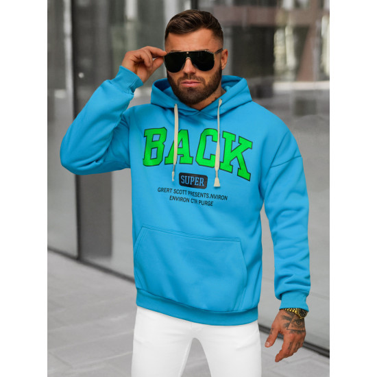 Men's blue hooded jumper Back O/TT30513 - Men's Sweaters| Sweaters online Men's blue hooded jumper Back O/TT30513