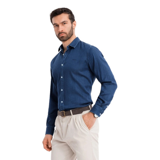 Men's denim dark blue shirt Mant V1 OM-SHDS-0180