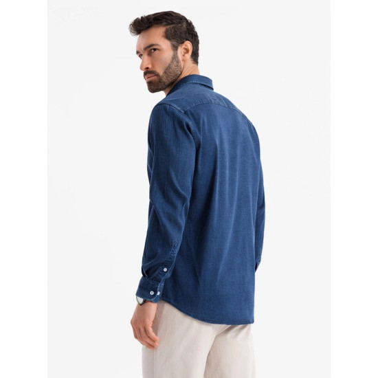 Men's denim dark blue shirt Mant V1 OM-SHDS-0180