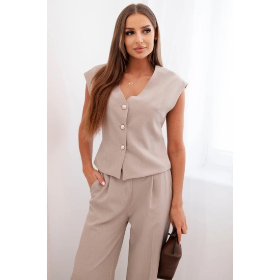 Women's brown set with vest and wide trousers Anda 32002 - For women Women's brown set with vest and wide trousers Anda 32002