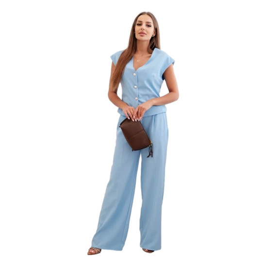 Women's light blue set with vest and wide trousers Anda 32003