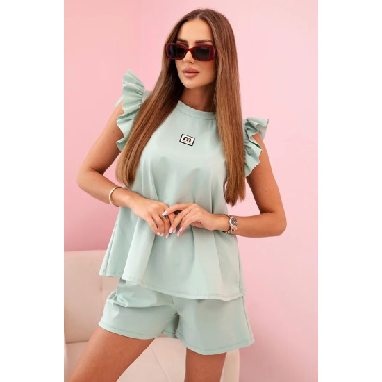 Moteriškas mėtinės spalvos komplektas Glossy 32326 - Moterims Moteriškas mėtinės spalvos komplektas Glossy 32326