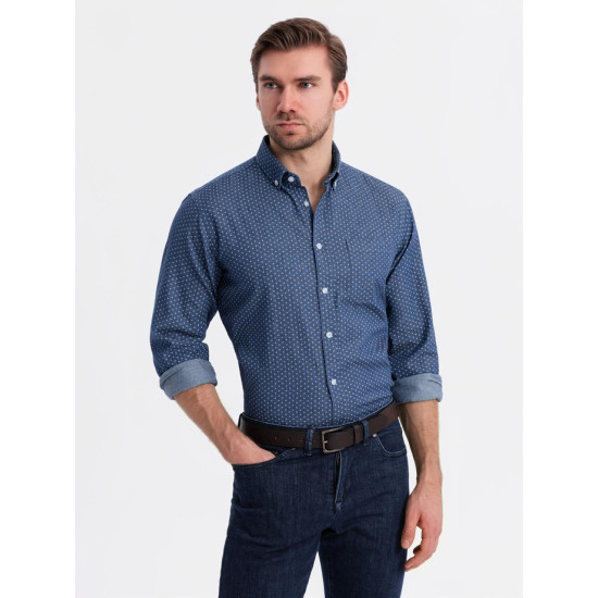 Men's dark blue shirt Aiden V2 OM-SHDS-0179 - For men Men's dark blue shirt Aiden V2 OM-SHDS-0179
