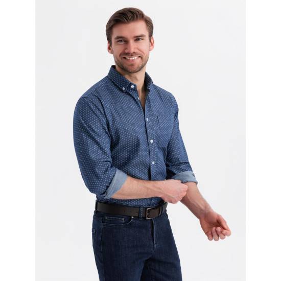 Men's dark blue shirt Aiden V2 OM-SHDS-0179 - For men Men's dark blue shirt Aiden V2 OM-SHDS-0179