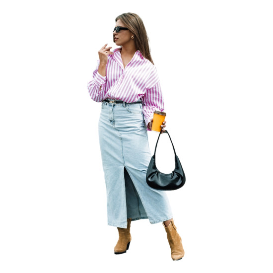 Long denim blue skirt Almi CY0463 - For women Long denim blue skirt Almi CY0463