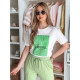 Women's white with green design T-shirt Lamur RY2586 - T-shirt Women's white with green design T-shirt Lamur RY2586