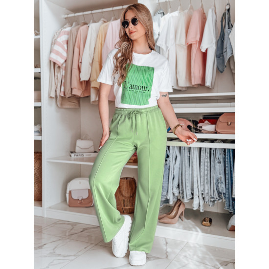 Women's white with green design T-shirt Lamur RY2586 - T-shirt Women's white with green design T-shirt Lamur RY2586