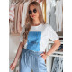 Women's white with blue design T-shirt Lamur RY2587