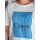 Women's white with blue design T-shirt Lamur RY2587