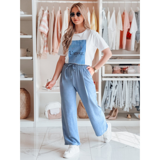 Women's white with blue design T-shirt Lamur RY2587