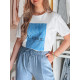 Women's white with blue design T-shirt Lamur RY2587