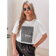 Women's white with black design T-shirt Lamur RY2588 - T-shirt Women's white with black design T-shirt Lamur RY2588