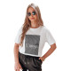 Women's white with black design T-shirt Lamur RY2588 - T-shirt Women's white with black design T-shirt Lamur RY2588