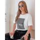 Women's white with black design T-shirt Lamur RY2588 - T-shirt Women's white with black design T-shirt Lamur RY2588