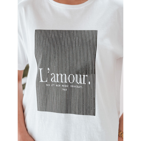 Women's white with black design T-shirt Lamur RY2588 - T-shirt Women's white with black design T-shirt Lamur RY2588