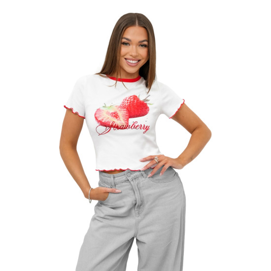 Moteriški balti marškinėliai Strawberry JS/R62639