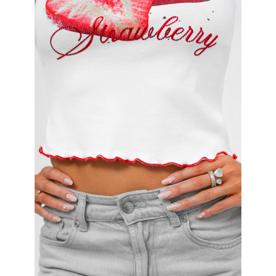 Moteriški balti marškinėliai Strawberry JS/R62639