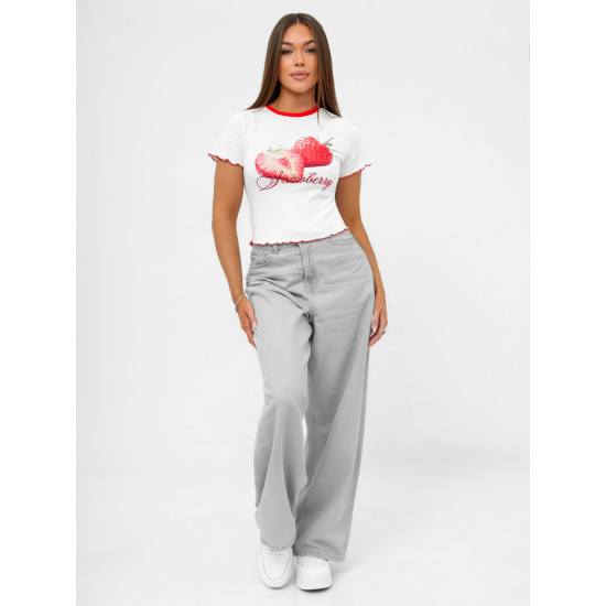Moteriški balti marškinėliai Strawberry JS/R62639