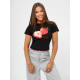 Moteriški juodi marškinėliai Strawberry JS/R62639