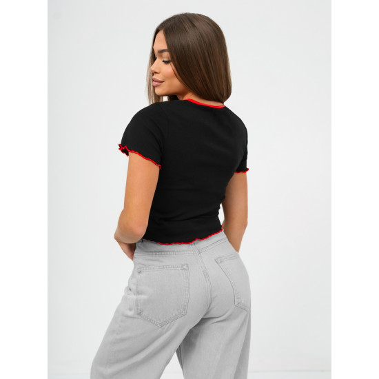 Moteriški juodi marškinėliai Strawberry JS/R62639