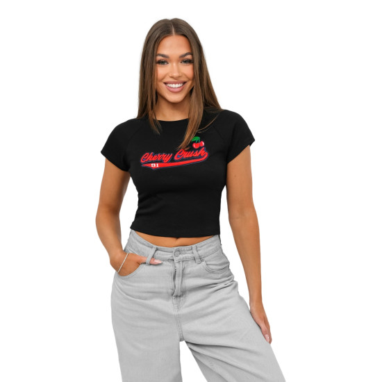 Moteriški juodi marškinėliai Cherry JS/R62744