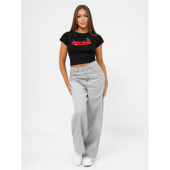 Moteriški juodi marškinėliai Cherry JS/R62744
