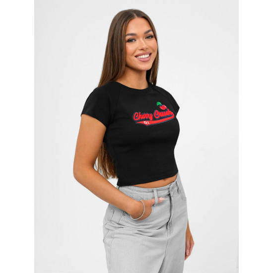Moteriški juodi marškinėliai Cherry JS/R62744