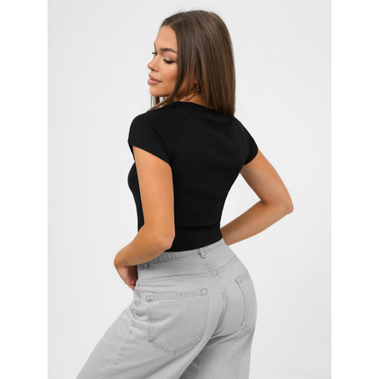 Moteriški juodi marškinėliai Cherry JS/R62744
