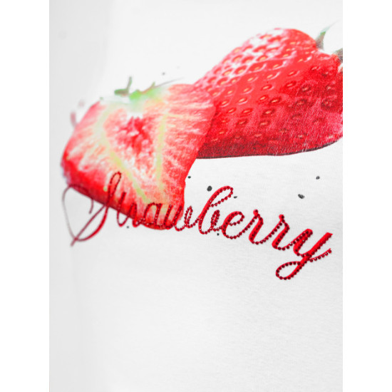Moteriški balti marškinėliai Strawberry JS/R62639