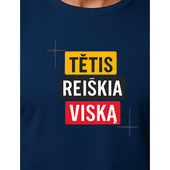 Tamsiai mėlyni marškinėliai Tėtis reiškia viską PK4008 - Užrašai vyrams Tamsiai mėlyni marškinėliai Tėtis reiškia viską PK4008