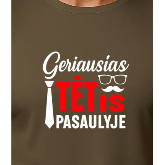 Chaki marškinėliai Geriausias tėtis pasaulyje (baltas) PK4007 - Užrašai vyrams Chaki marškinėliai Geriausias tėtis pasaulyje (baltas) PK4007