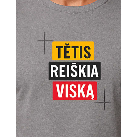 Pilki marškinėliai Tėtis reiškia viską PK4008 - Užrašai vyrams Pilki marškinėliai Tėtis reiškia viską PK4008