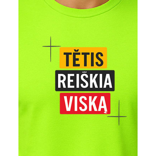 Neoniniai žali marškinėliai Tėtis reiškia viską PK4008 - Užrašai vyrams Neoniniai žali marškinėliai Tėtis reiškia viską PK4008