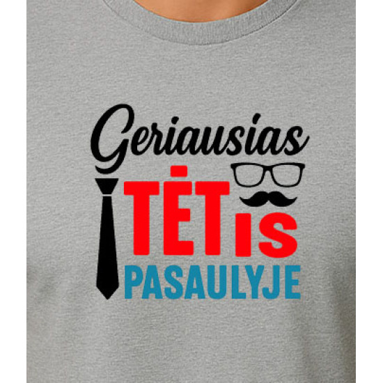 Pilki marškinėliai Geriausias tėtis pasaulyje (juodas) PK4007 - Užrašai vyrams Pilki marškinėliai Geriausias tėtis pasaulyje (juodas) PK4007