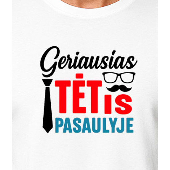Balti marškinėliai Geriausias tėtis pasaulyje (juodas) PK4007 - Užrašai vyrams Balti marškinėliai Geriausias tėtis pasaulyje (juodas) PK4007