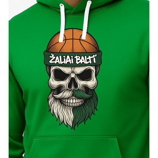 Męski zielony sweter z kapturem Skull PK4011