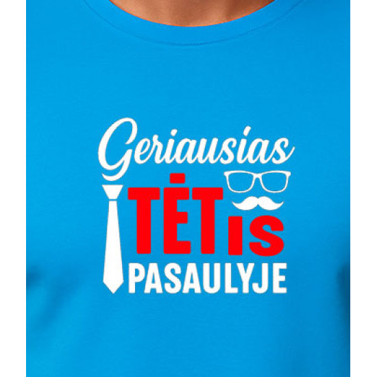 Mėlyni marškinėliai Geriausias tėtis pasaulyje (baltas) PK4007 - Užrašai vyrams Mėlyni marškinėliai Geriausias tėtis pasaulyje (baltas) PK4007