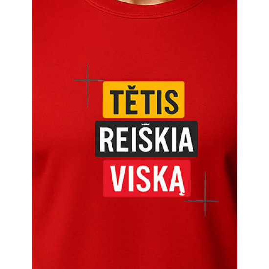 Raudoni marškinėliai Tėtis reiškia viską PK4008 - Užrašai vyrams Raudoni marškinėliai Tėtis reiškia viską PK4008