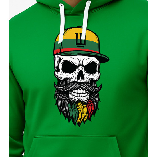 Męski zielony sweter z kapturem Skull PK4011