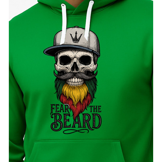 Męski zielony sweter z kapturem Skull PK4011