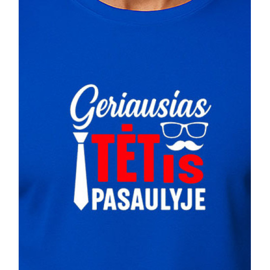 Mėlyni marškinėliai Geriausias tėtis pasaulyje (baltas) PK4007