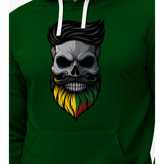 Ciemnozielony sweter z kapturem Skull Beard-Couch PK4013 - Notatki dla mężczyzn Ciemnozielony sweter z kapturem Skull Beard-Couch PK4013