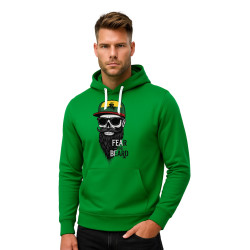 Vyriškas žalias džemperis su gobtuvu Kaukolė su užrašu