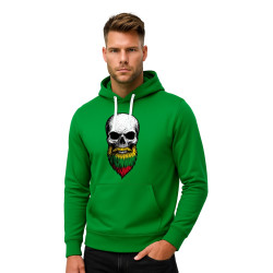 Vyriškas žalias džemperis su gobtuvu Kaukolė barzda-plikas