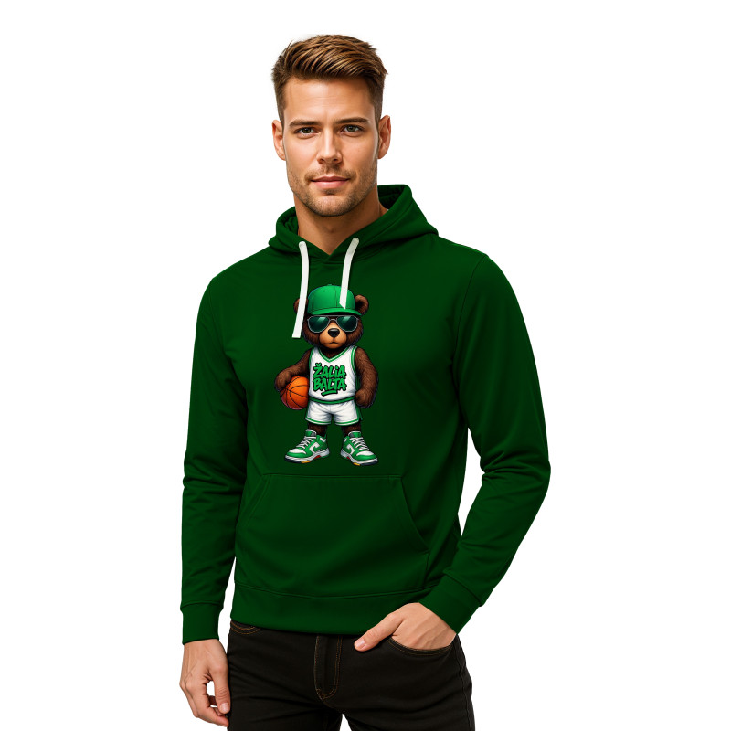 Miesten khaki hupullinen pusero Vihreä Valkoinen PK4009