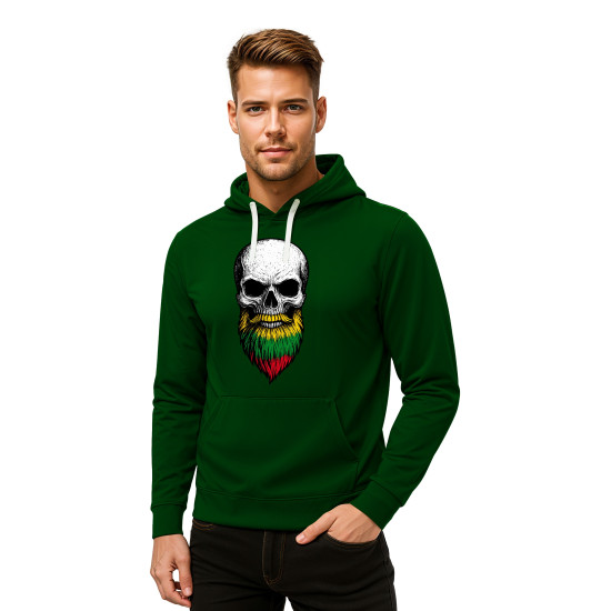 Ciemnozielona bluza z kapturem Skull and Beard PK4013 - Notatki dla mężczyzn Ciemnozielona bluza z kapturem Skull and Beard PK4013