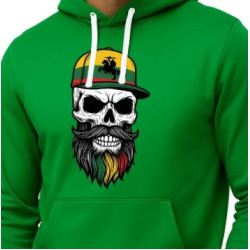 Vyriškas žalias džemperis su gobtuvu Kaukolė kepurė-vytis